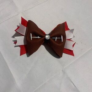 Handmade Football Brown and Red Kids Bow Accessory